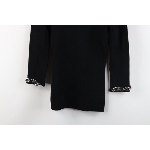 Vintage 90s Cache Womens Medium Stretch Ribbed Knit Cuban Link Knit Sweater - Picture 3 of 14